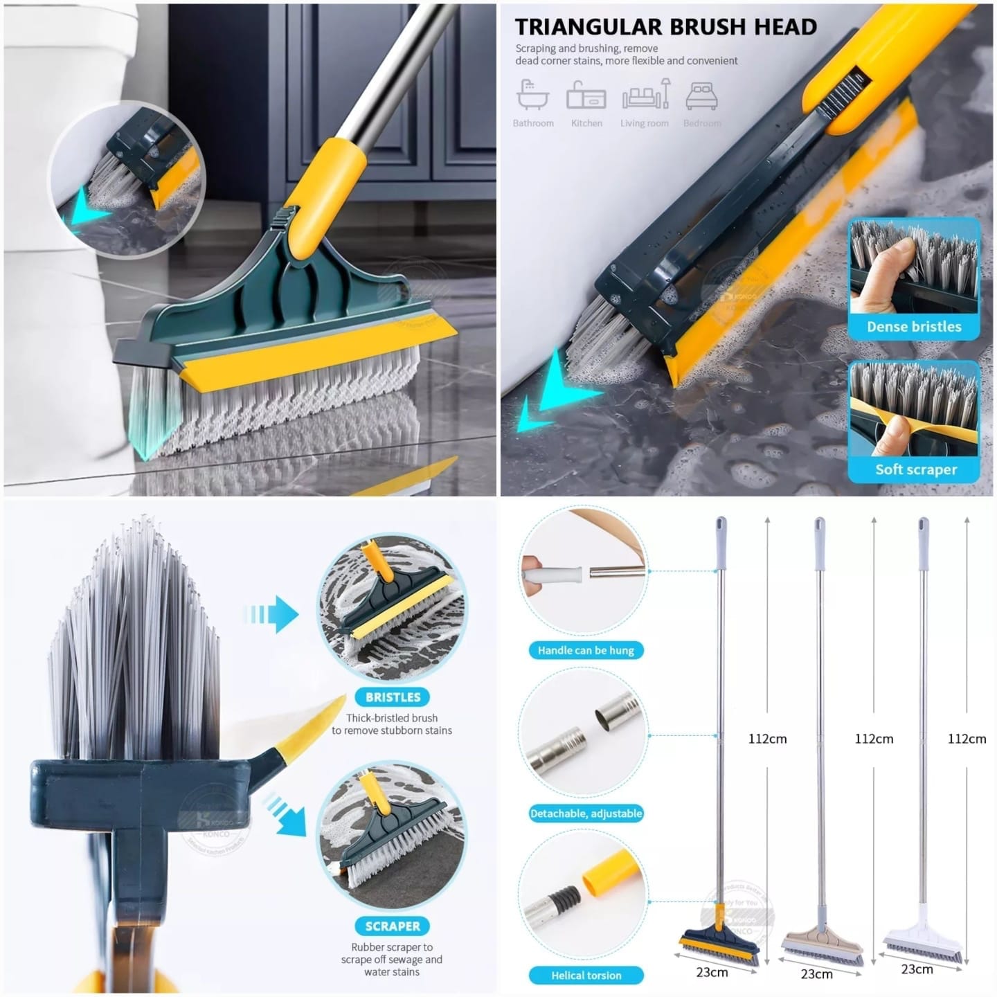 2 in 1 Floor Cleaning Brush Bathroom Tile Windows Floor Cleaning Brush with 120° Rotatable Head - Multipurpose Bathroom Floor Cleaning Brush - Floor Brush Scrubber - Without Box | Floor Cleaning Brush