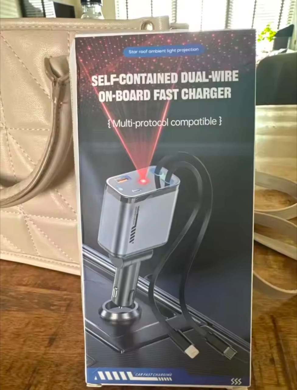 C6 4 In 1 Multi Functional Car Charger Fast Charging With Star Light Providing Durable Quality - 20 Watt