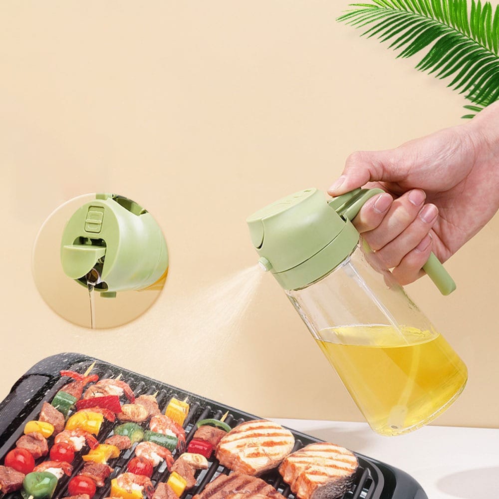 2 In 1 Oil Sprayer Bottle Kitchen Tool For Cooking Baking BBQ Easy Spray And Convenient Use - 400ML